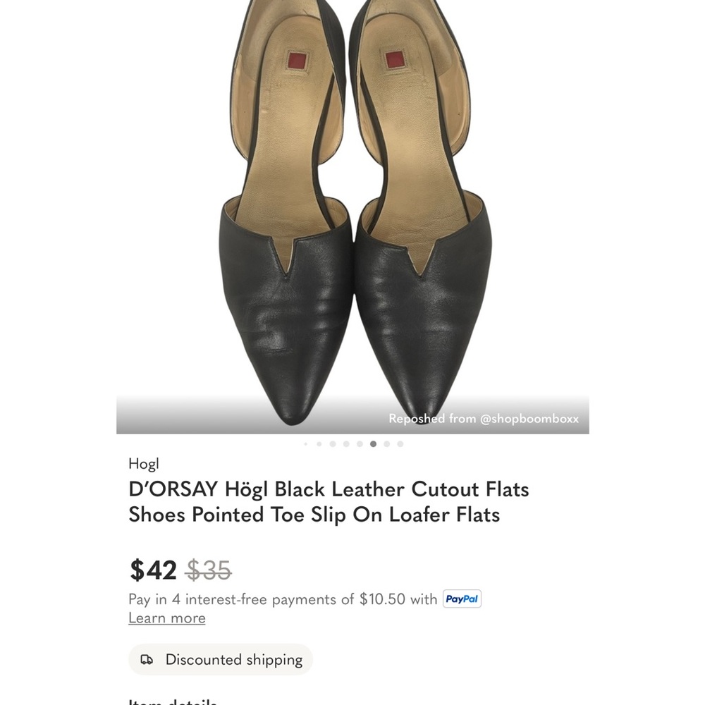 OGL Black Leather Pointed Flats
